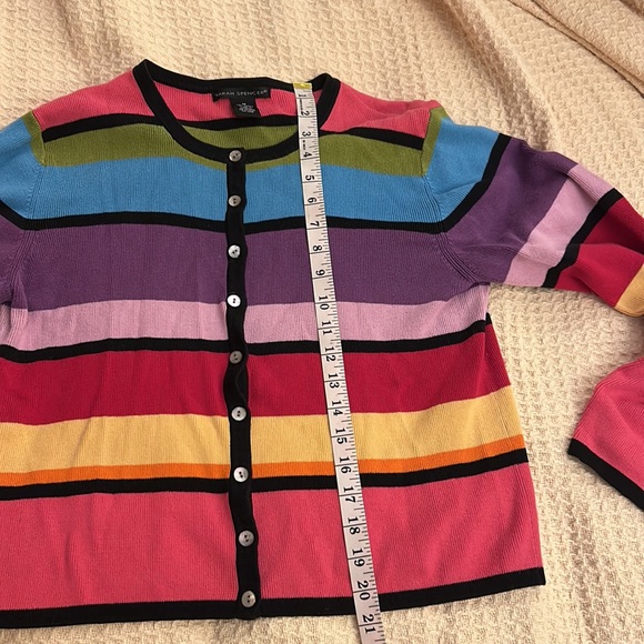 90s style vintage rainbow stripe cardigan Sarah Spencer - Picture 5 of 5